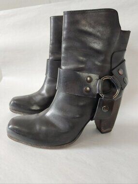 Elisanero Women Ring Harness Steampunk Studs Boots 36 EU Western Moto Block Heel